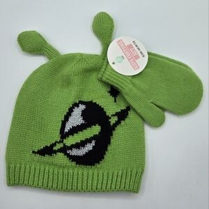 Alien Planet Beanie and Mittens Costume Set Green